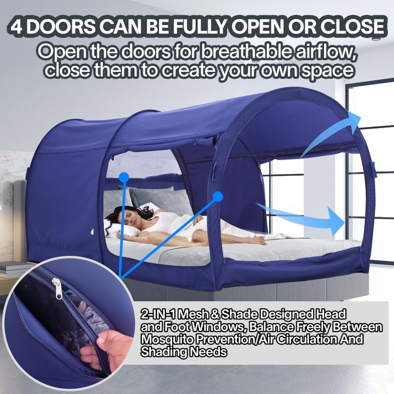 LEEDOR Bed Tent Dream Tents Bed Canopy Shelter Cabin Indoor Privacy Warm Breathable Pop Up Twin Size for Kids and Adult Patent Pending Navy(Mattress Not Included) - Image 5